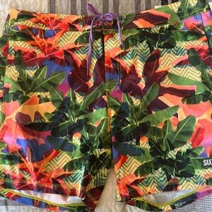 Saxx swim shorts Colorful Leaf Pattern Swim Shorts